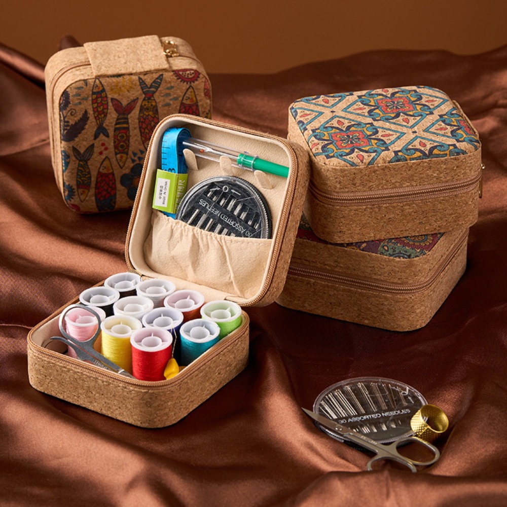 Textile Sewing Kit - Vintage Cork Boho Floral Sewing Kit